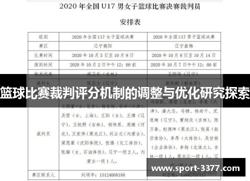 篮球比赛裁判评分机制的调整与优化研究探索