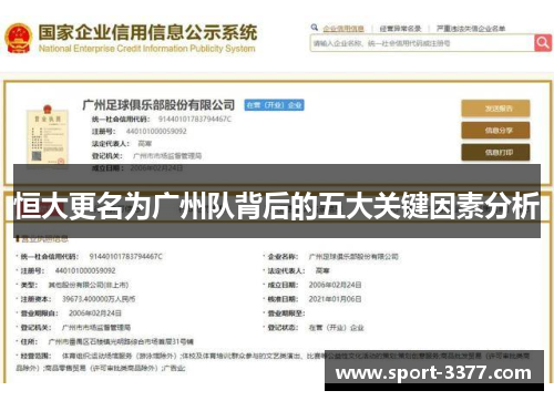 恒大更名为广州队背后的五大关键因素分析